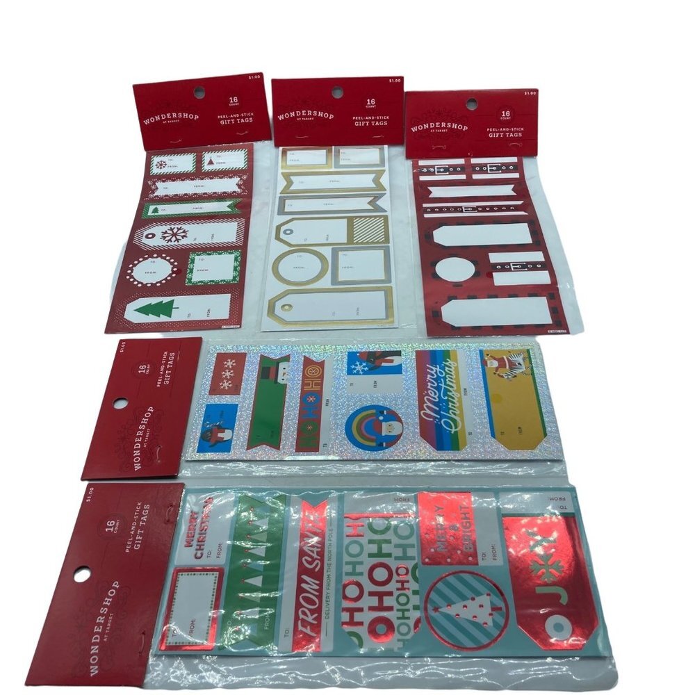 Wondershop Christmas Gift Name Tags Labels Lot of 5 (16 each = 80) Peel & Stick